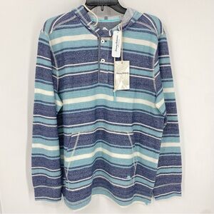 Tommy Bahama Men’s Striped Baja Hoodie Blue Aqua Pullover NWT Size S